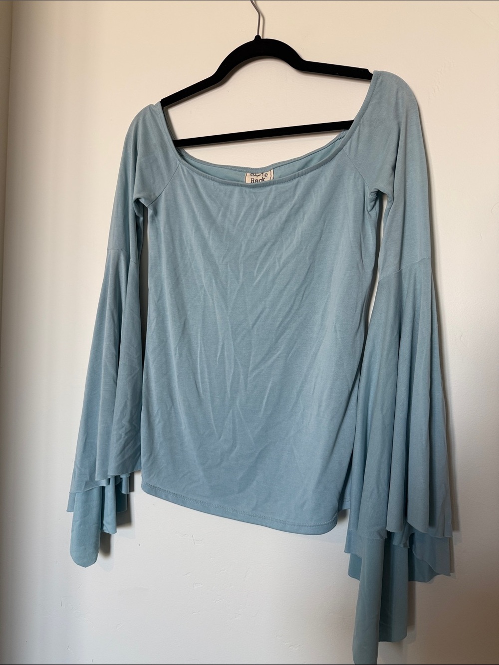 Style Rack Light Blue Bell Sleeve Top - Picture 3 of 4